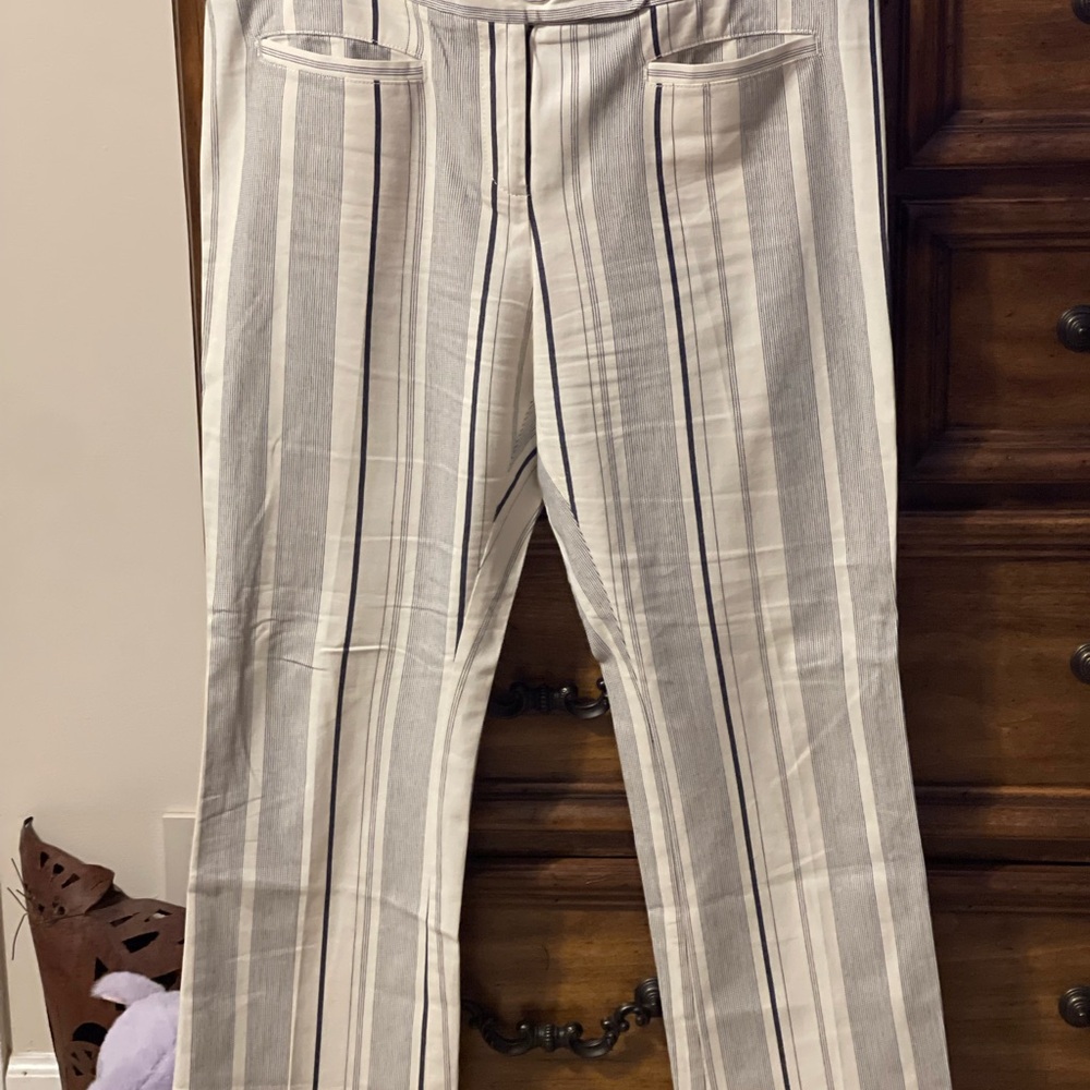 Cartonnier Gray and White Striped Dress Pants
